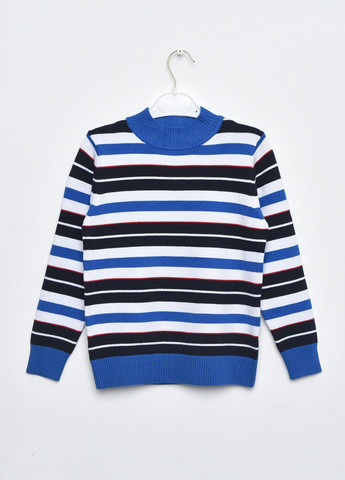 Синій демісезонний светр дитячий для хлопчика синього кольору в смужку пуловер Let's Shop
