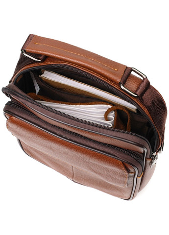 Удобный мужской мессенджер из натуральной кожи 21951 Светло-коричневый Vintage (267932154)
