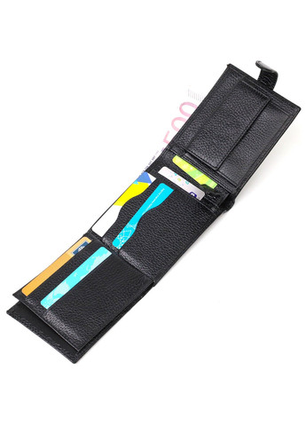 Горизонтальне портмоне для чоловіків з натуральної зернистої шкіри 22059 Чорний Bond (262157957)