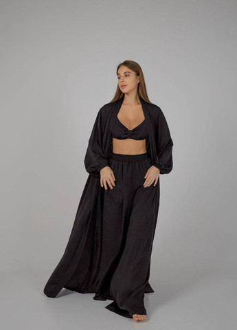 Черная женский пижамный костюм тройка цвет черный р.l/xl 448618 New Trend