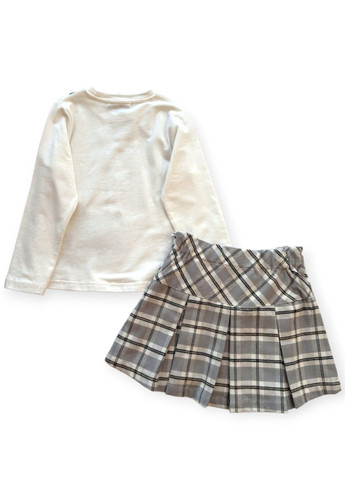 Молочный демисезонный костюм для девочки юбка+реглан yb20429/20439 Y-Clu