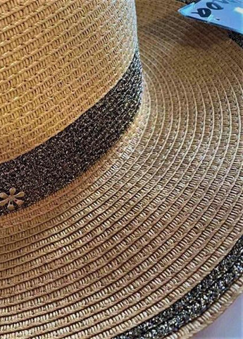 Шляпа пляжная со средними полями и полоской с люрексом One Size Соломенный Ingrid Kamoa (258210536)