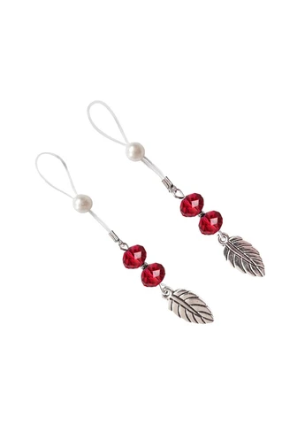 Сексуальные украшения для сосков с листиком Nipple Jewelry Leaf, цвет красный Art of Sex (277236454)
