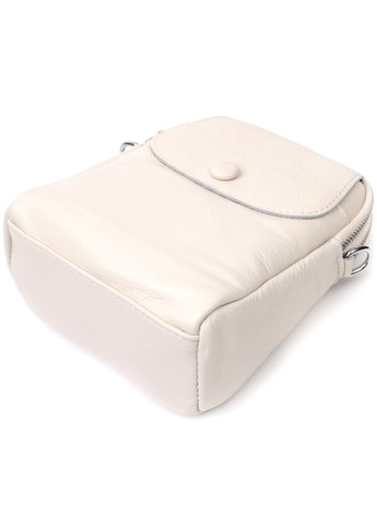 Женская небольшая вертикальная сумка на два отделения из натуральной кожи 22401 Белая Vintage (276461769)