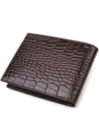 Модний гаманець для чоловіків з натуральної шкіри з тисненням під крокодила 21926 Коричневий Canpellini (259874109)