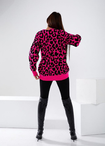Малиновий светр в модному тигровому принті малиновий No Brand