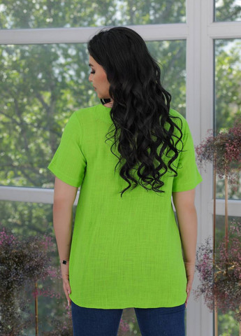 Зеленая женская льняная блуза цвет салатовый р.46/48 436231 New Trend