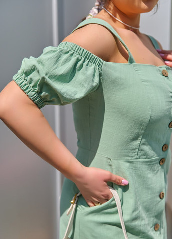 Зеленое женское платье на пуговицах цвет фисташка р.48/50 433565 New Trend