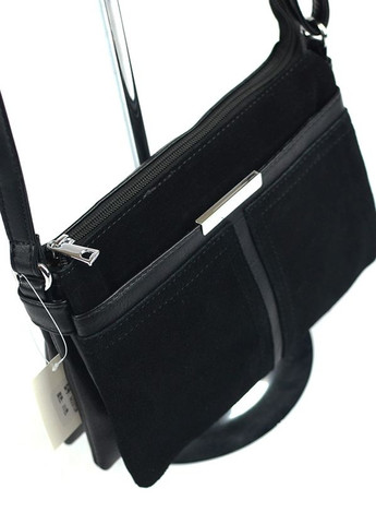 Замшевий жіночий чорний клатч на 5 відділень, маленька сумочка з натуральної замші на плече No Brand (266423746)