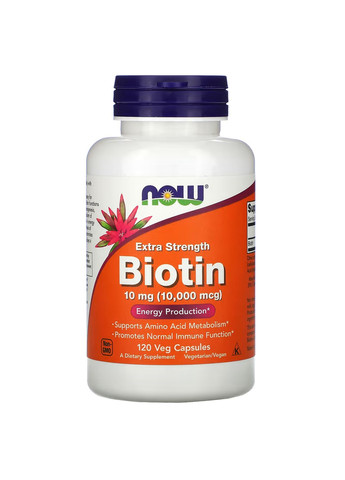 Биотин (В7) BIOTIN 10мг (10,000мкг) - 120 вег.капсул Now Foods (270965867)