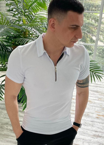 Белая мужская футболка-поло No Brand