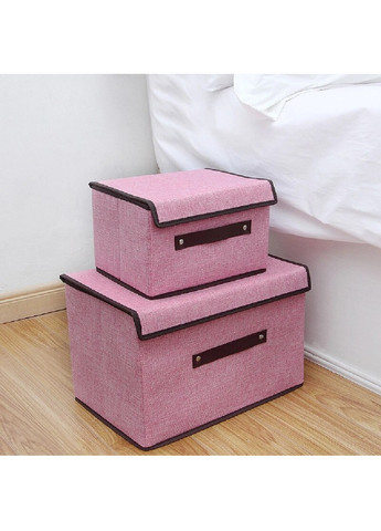 Набір органайзерів ящик бокс короб для зберігання речей одягу білизни іграшок з кришкою на липучці (474610-Prob) Рожевий Unbranded (259109594)