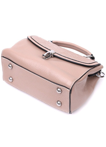 Жіноча шкіряна сумка з цікавою металевою засувкою 22418 Бежевий Vintage (276457543)