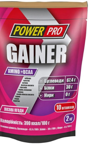 Gainer 2000 g /50 servings/ Лесная ягода Power Pro (256776827)