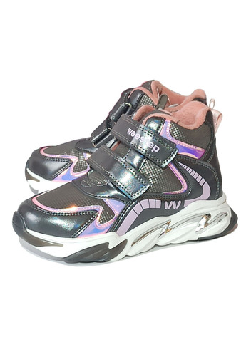 Дитячі черевики для дівчинки утеплені на плюші 65660ТН срібні Weestep (263064126)