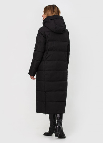 Черная зимняя базова куртка-пальто з капюшоном модель Icebear 3915