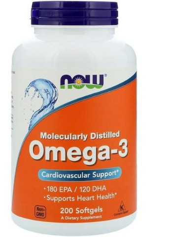 Omega-3 Molecularly Distilled Softgels 200 Softgels Now Foods (256721583)