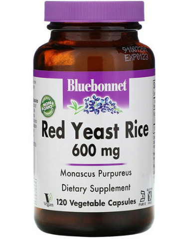 Red Yeast Rice 600 mg 120 Veg Caps Bluebonnet Nutrition (256723233)