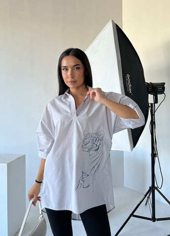 Вишукана блуза-туніка із дизайнерською вишивко Тигр INNOE рубашка (263588365)