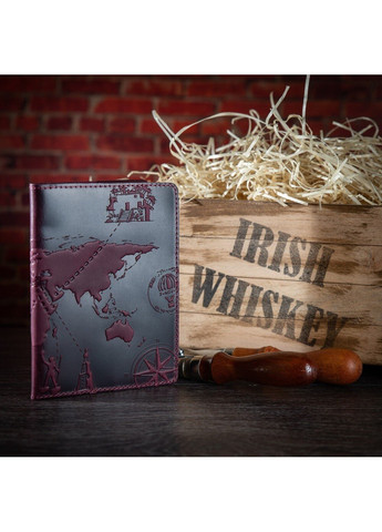 Шкіряна фіолетова обкладинка на паспорт HiArt PC-01 7 wonders of the world Фіолетовий Hi Art (268371419)