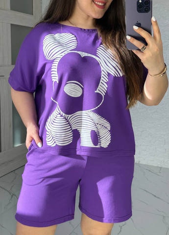 Женский костюм шорты и футболка цвет фиолет р.42/44 436386 New Trend (259579325)