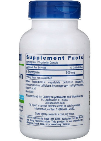 L-Tryptophan 500 mg 90 Veg Caps LEX-17229 Life Extension (258498766)