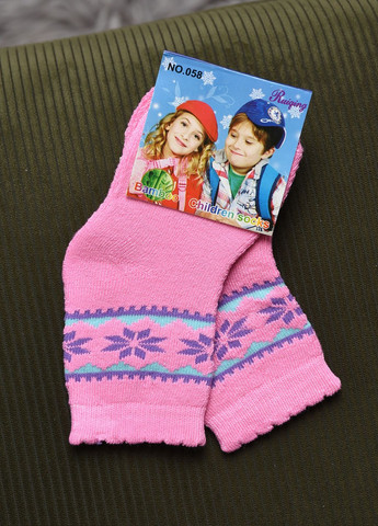 Шкарпетки дитячі махрові для дівчинки рожевого кольору Let's Shop (269387558)