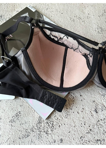 Бежевий м'який бюстгальтер з портупеєю на чашку e бежево-чорний Lanny Mode