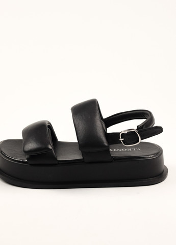 Черные босоножки на платформе черные кожа V.I.Konty на липучке