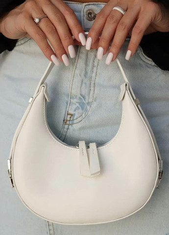 Женская маленькая сумка хобо / сумочка багет через плечо / молодежная трендовая сумочка полумесяц Белый 70143 DobraMAMA (276062793)