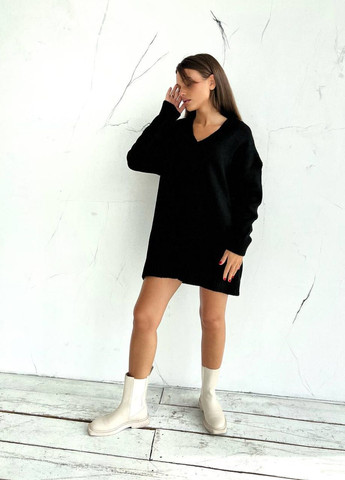 Чорний жіночий светр-туніка акрил No Brand