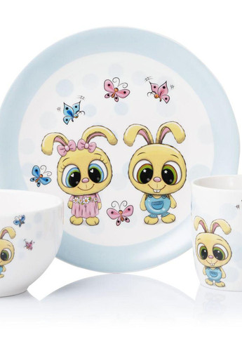 Набір дитячого посуду 3 пр Bunnies порцеляна арт. AR3456BS Ardesto (265214967)