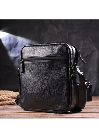 Стильная мужская сумка из натуральной зернистой кожи 21398 Черная Vintage (258267896)