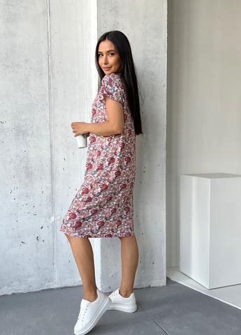 Комбінована повсякденний літня сукня-футболка зі штапелю в стильному принті з турецькими огірками сукня-футболка INNOE турецькі огірки