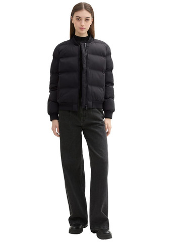 Жіноча чорна куртка-бомбер Tom Tailor на блискавці (372057889)