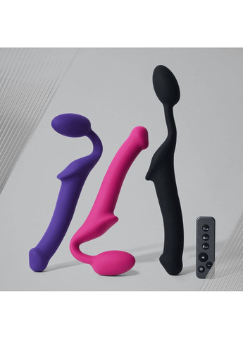 Безремінний страпон з вібрацією Vibrating Fuchsia L, діаметр 3,7см, пульт ДК, регульований - CherryLove Strap-On-Me (366962601)