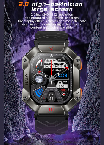 Смарт-годинник чоловічий спортивний з компасом, батарея 650mAh Lige (302310551)