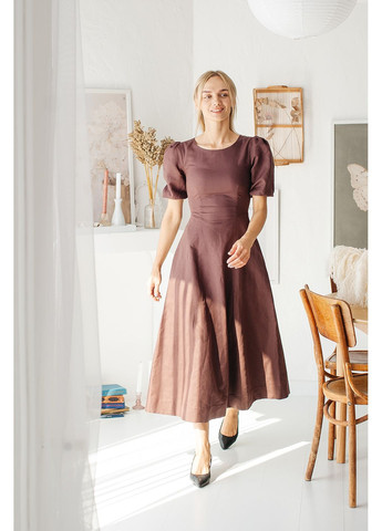 Коричнева жіноча сукня brunette, шоколад Lana Bryk однотонна