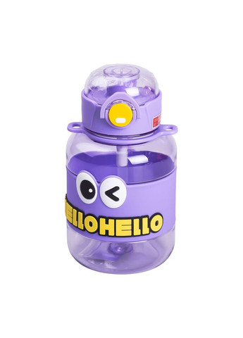 Бутылка для воды детская с трубочкой 680 мл с ручкой и ремешком Фиолетовая Jooki (358705862)