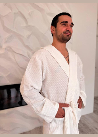 Халат вафельний чоловічий Білий (П4К-al-hal-vafel-m-003-02) No Brand (356515916)