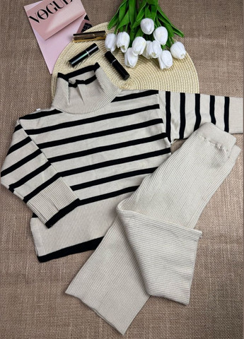 Комбінований демісезонний стильний костюмчик для дівчинки в'язаний 10644 No Brand