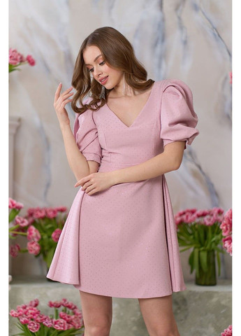 Розовое коктейльное короткое платье со стразами 24118 розовая Tanita-Romario
