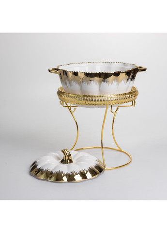 Суповой сервиз из фарфора 8 предметов на 6 персон на металлической подставке, золото Yiwu (366062629)