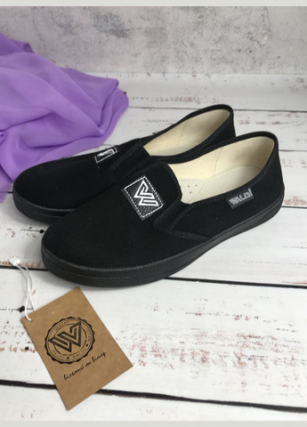 Черные слипоны детские для мальчика черный (111) Waldi с вышивкой