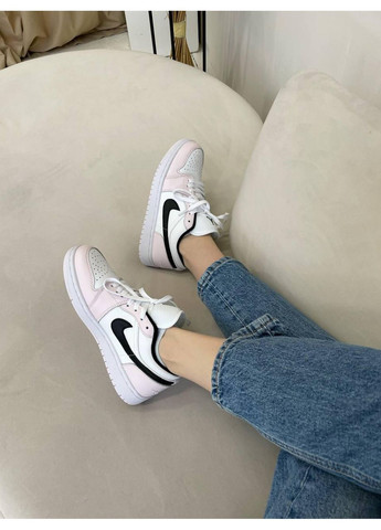 Розовые демисезонные кроссовки мужские nike air jordan retro 1 low pink black найк аир джордан No Brand