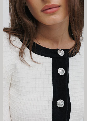 В'язаний жіночий кардиган молочний з чорною окантовкою Arjen (294906905)