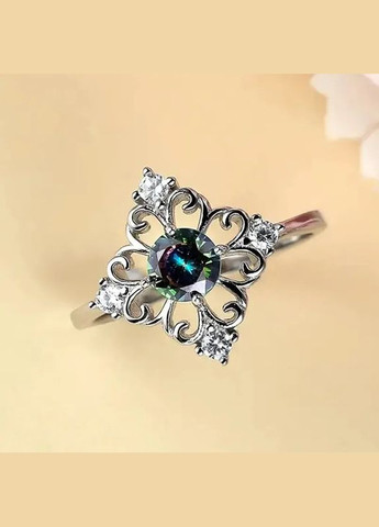 Романтична каблучка для жінок порожнистий візерунок з блискучим райдужним кубічним цирконієм каблучка жіноча р. 18 Fashion Jewelry (285110559)