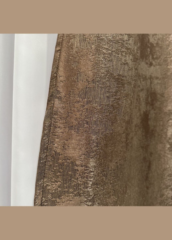 Жаккардовые шторы с мраморным узором 2шт 1.5×2.7 м, тесьма 6 см, среднее затемнение, коричневого цвета. No Brand (331619151)