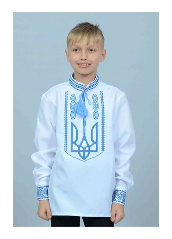 Белая вышиванка герб Liana Style узор украинская символика габардин (333824199)