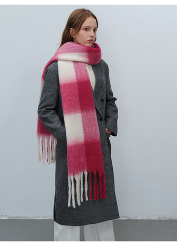 Теплый шарф унисекс в клетку бело-розовый No Brand Шарф в клітинку (367268819)